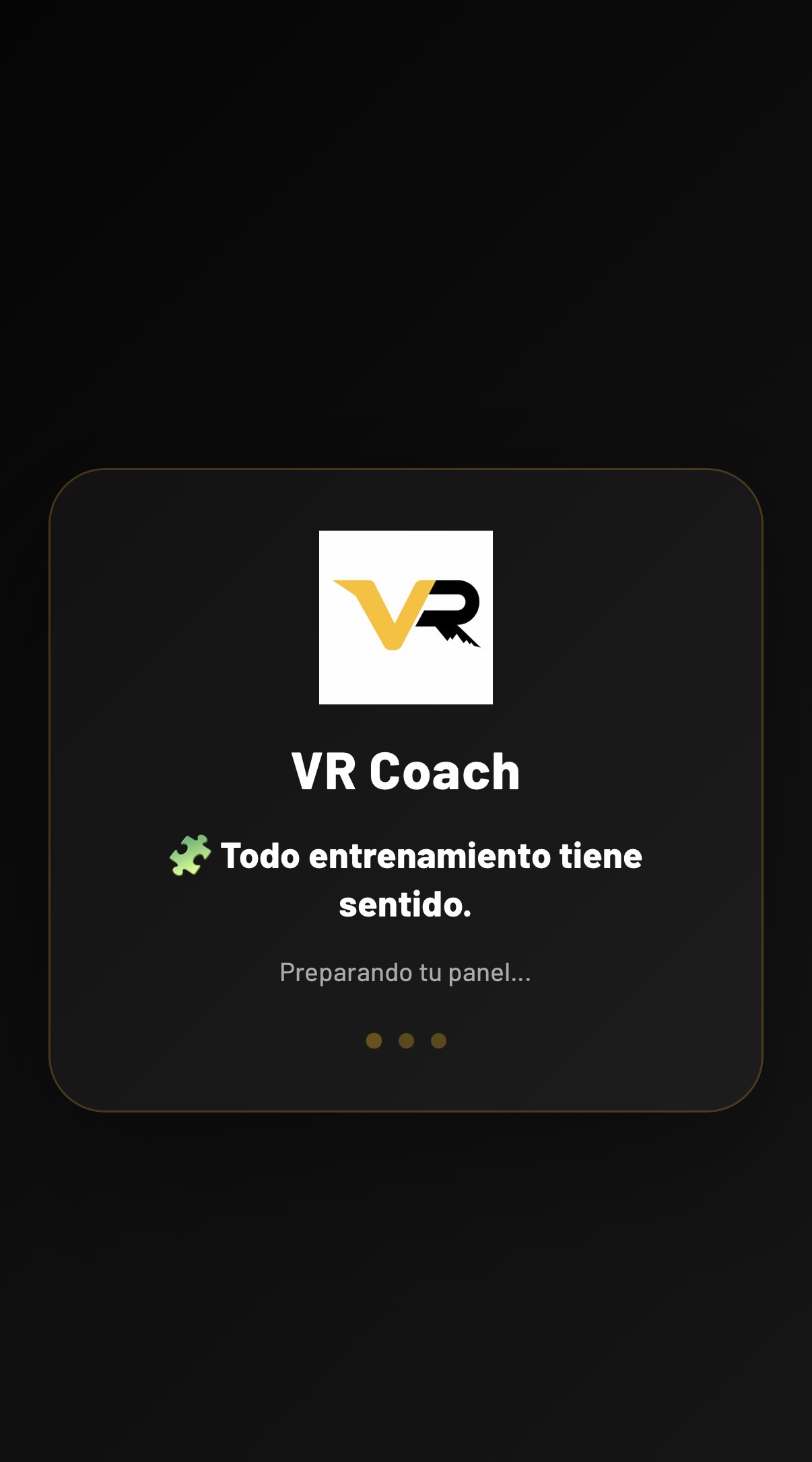 Pantalla de inicio de VR Coach