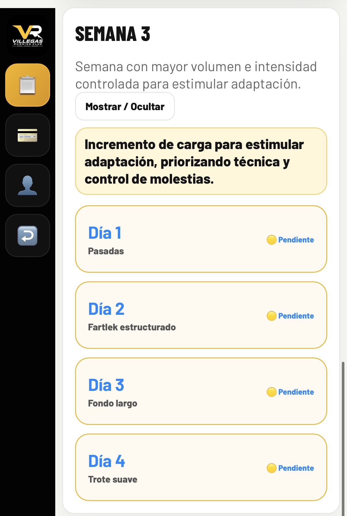 Semana de entrenamiento en VR Coach